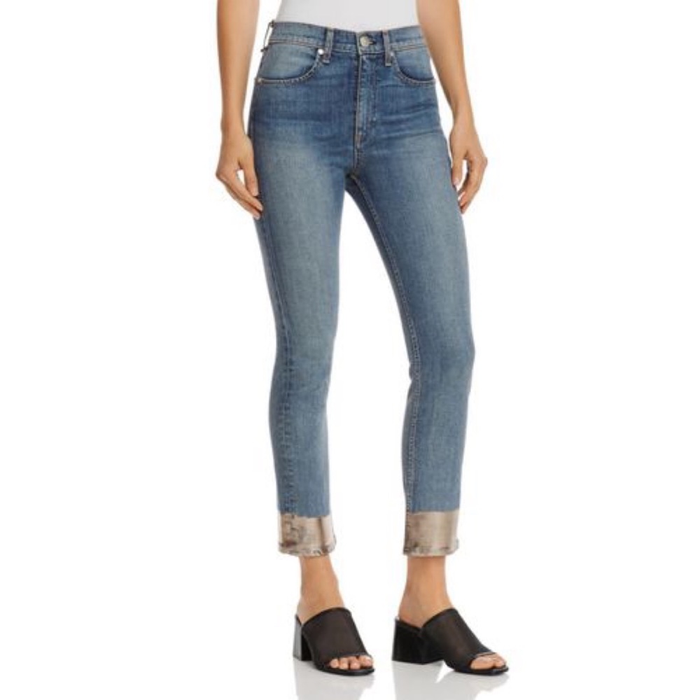 RAG & BONE Ankle Cigarette Jeans with Metallic‎ Hem